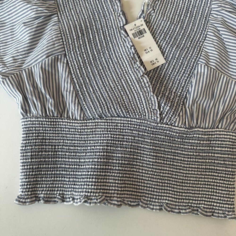 Abercrombie & Fitch NEW Smocked Poplin Puff Sleeve Top Medium - Picture 6 of 6
